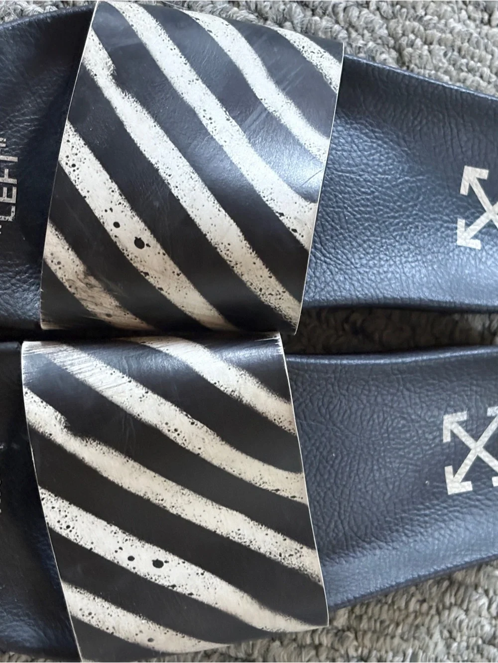 Off White Spray Stripes Slides Black White EU 42 9 us
